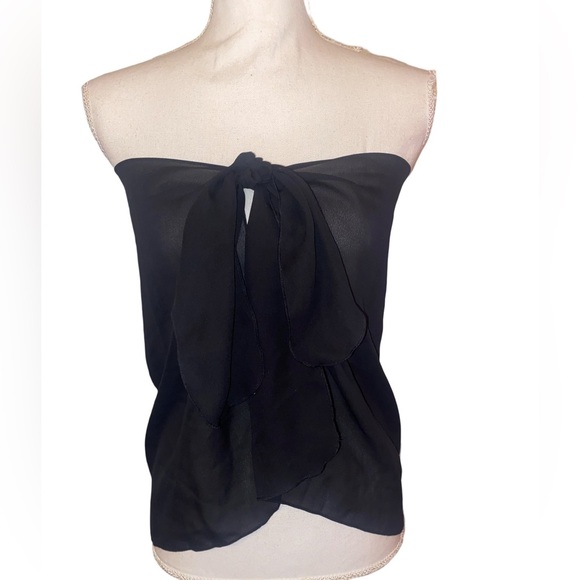 Swimsuit Sarong/Wrap for Women Beach Swimsuit Wrap Sheer Chiffon in Solid Black - Picture 3 of 4